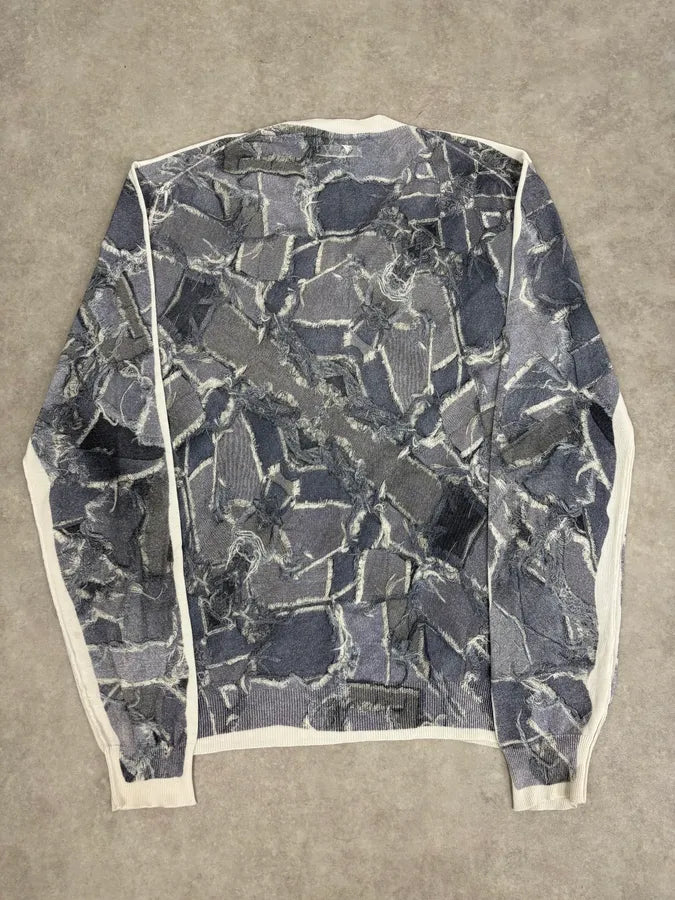 2000s Dolce & Gabbana Grey Abstract Trompe L’œil V-Neck Sweater OFxuzEA 5
