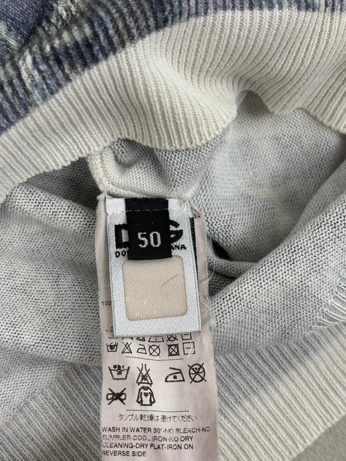 2000s Dolce & Gabbana Grey Abstract Trompe L’œil V-Neck Sweater OFxuzEA 10