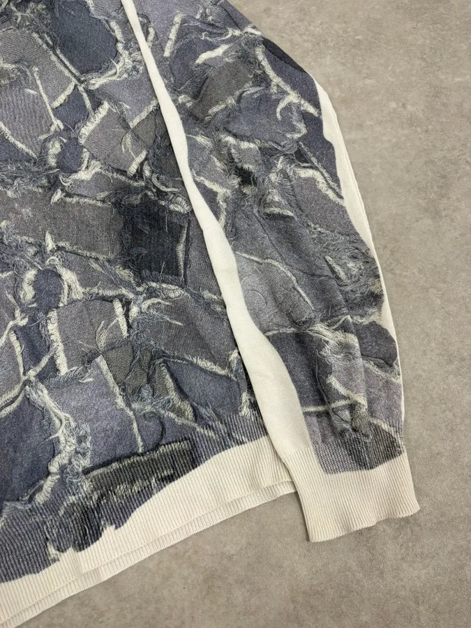 2000s Dolce & Gabbana Grey Abstract Trompe L’œil V-Neck Sweater OFxuzEA 6