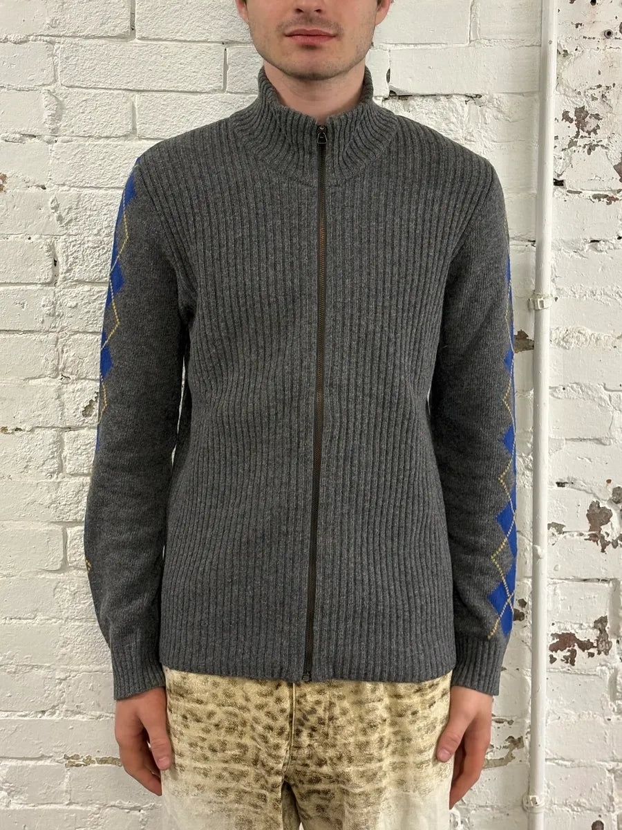 2000s Dolce & Gabbana Grey Wool Zip-Up Sweater rfYHZnU 1