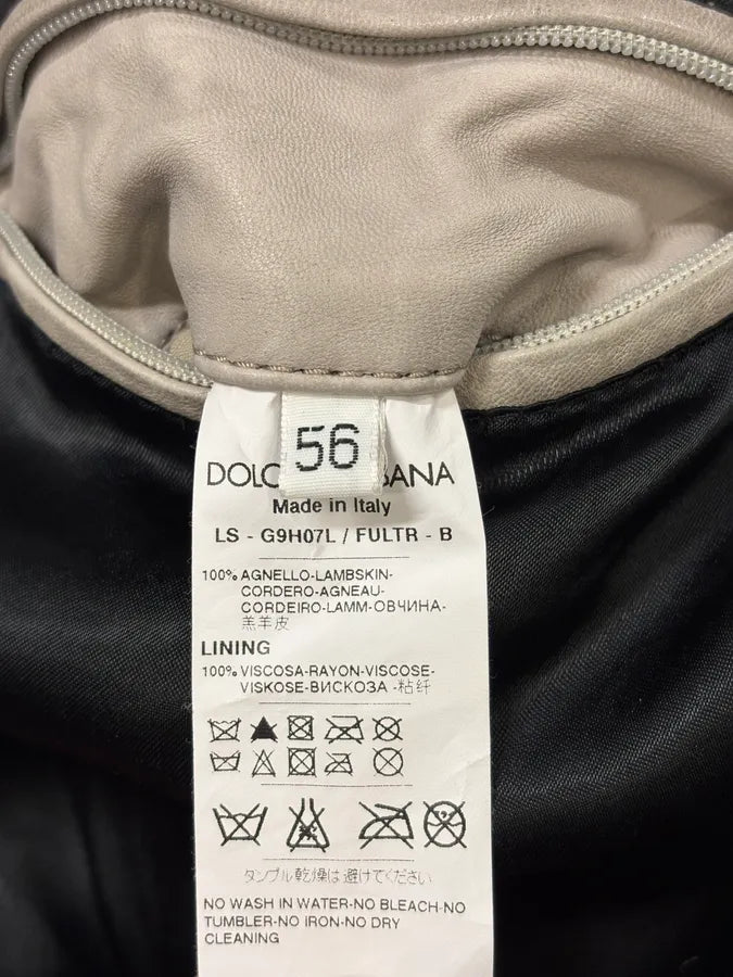 2010s Dolce & Gabbana Grey Biker Minimalist Leather Jacket shnxQZs 13