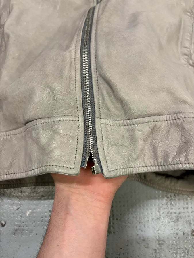 2010s Dolce & Gabbana Grey Biker Minimalist Leather Jacket shnxQZs 8
