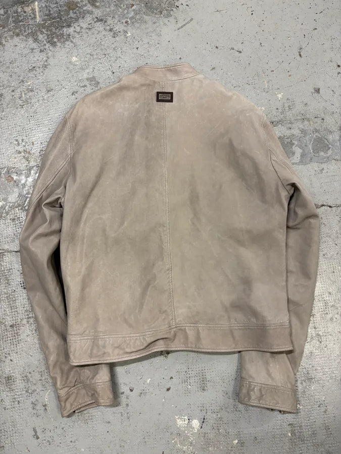 2010s Dolce & Gabbana Grey Biker Minimalist Leather Jacket shnxQZs 5
