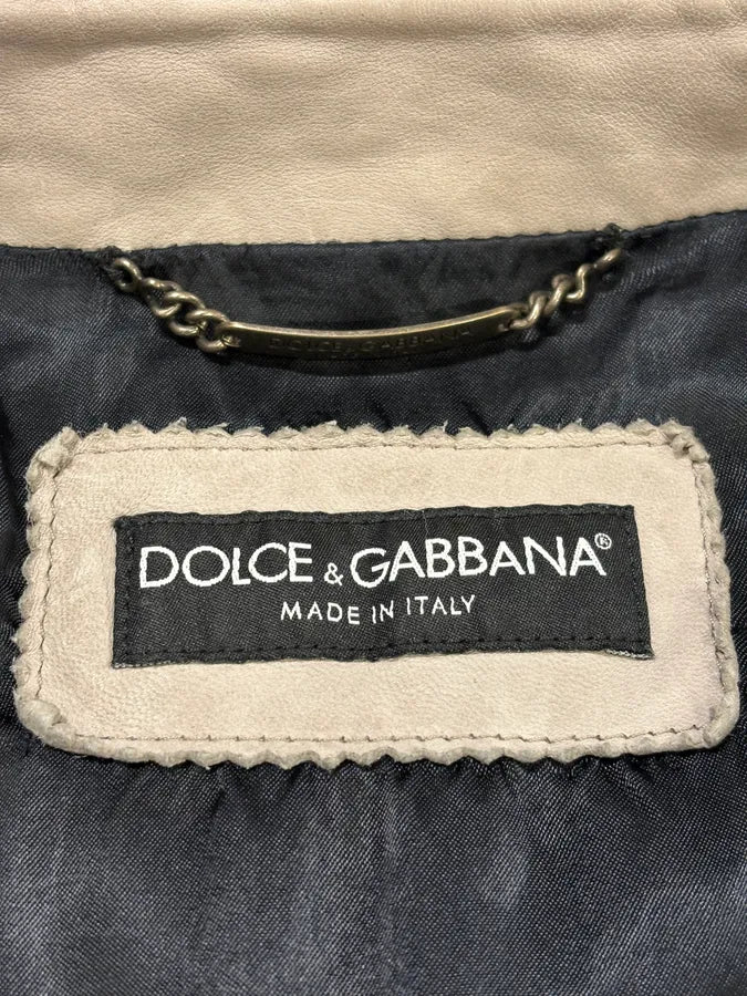 2010s Dolce & Gabbana Grey Biker Minimalist Leather Jacket shnxQZs 12