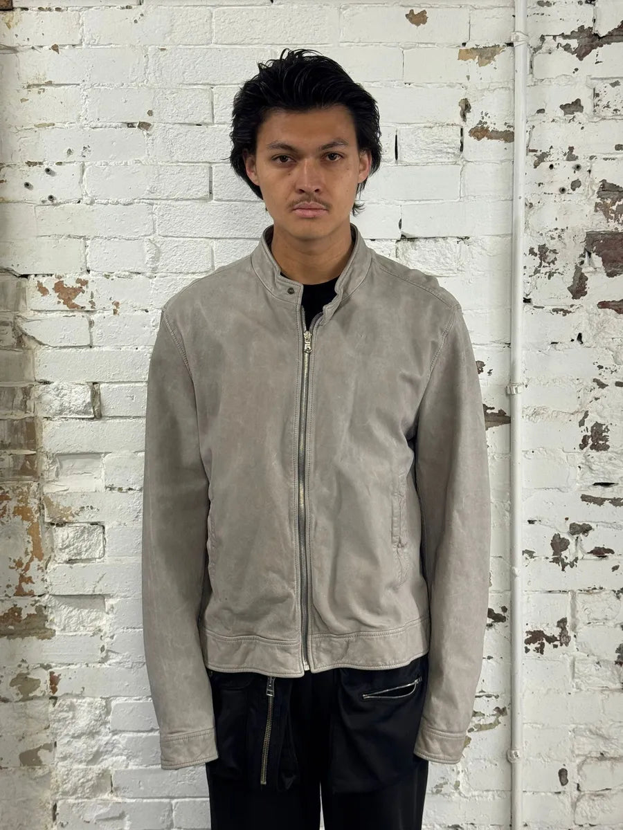 2010s Dolce & Gabbana Grey Biker Minimalist Leather Jacket shnxQZs 1