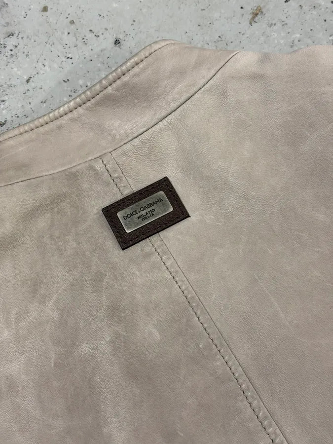 2010s Dolce & Gabbana Grey Biker Minimalist Leather Jacket shnxQZs 9