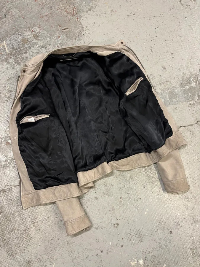 2010s Dolce & Gabbana Grey Biker Minimalist Leather Jacket shnxQZs 6