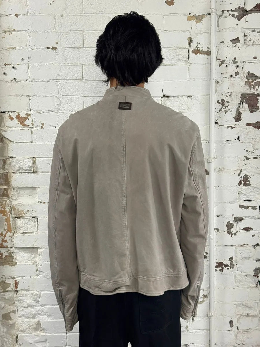 2010s Dolce & Gabbana Grey Biker Minimalist Leather Jacket shnxQZs 2