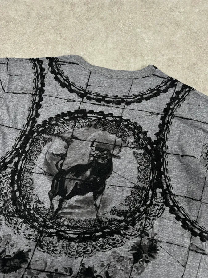 SS2015 Dolce & Gabbana Grey & Black Bull Corrida T-Shirt WNQIaJY 5