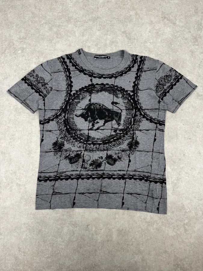 SS2015 Dolce & Gabbana Grey & Black Bull Corrida T-Shirt WNQIaJY 0