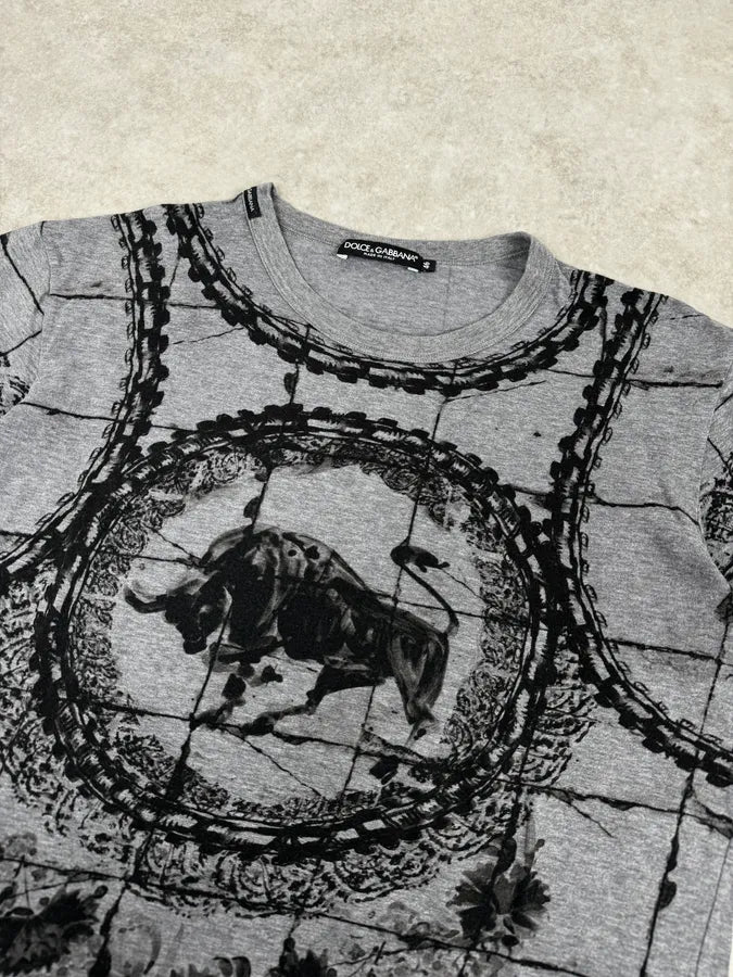 SS2015 Dolce & Gabbana Grey & Black Bull Corrida T-Shirt WNQIaJY 4
