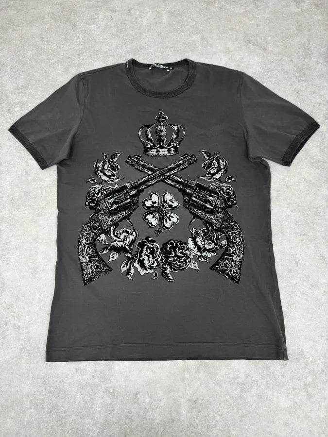 2010s Dolce & Gabbana Grey Baroque Guns T-Shirt pbJHUDu 0