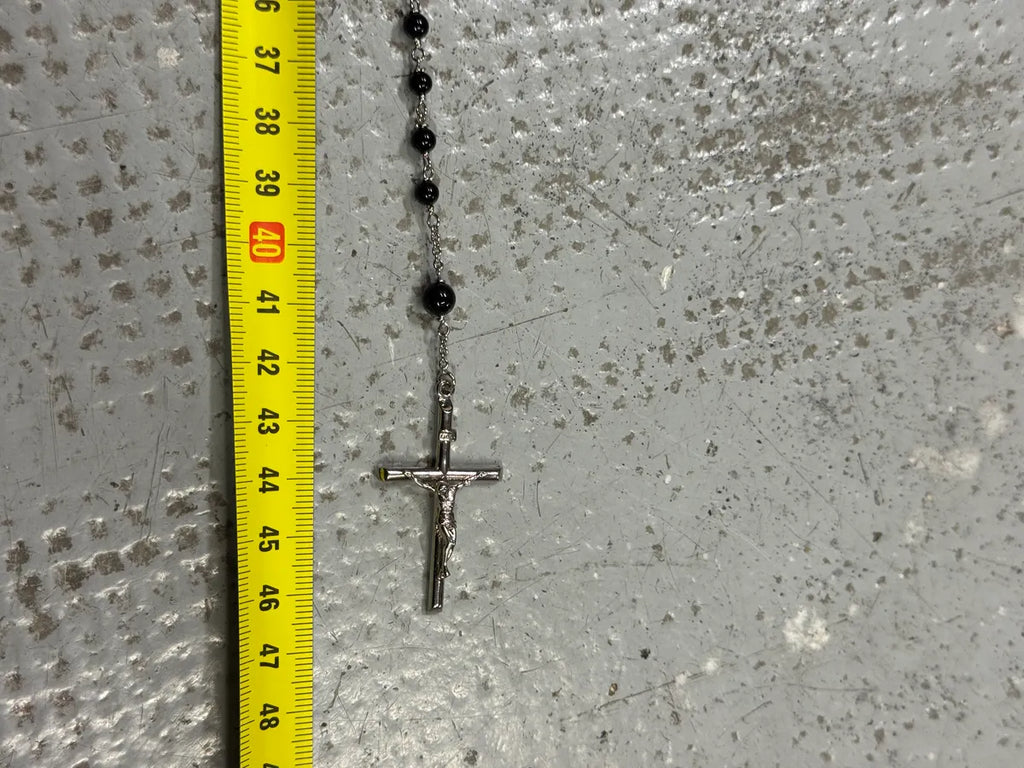 2000s Dolce & Gabbana Grey Black Pearl Rosary Cross Necklace elqRhaW 6