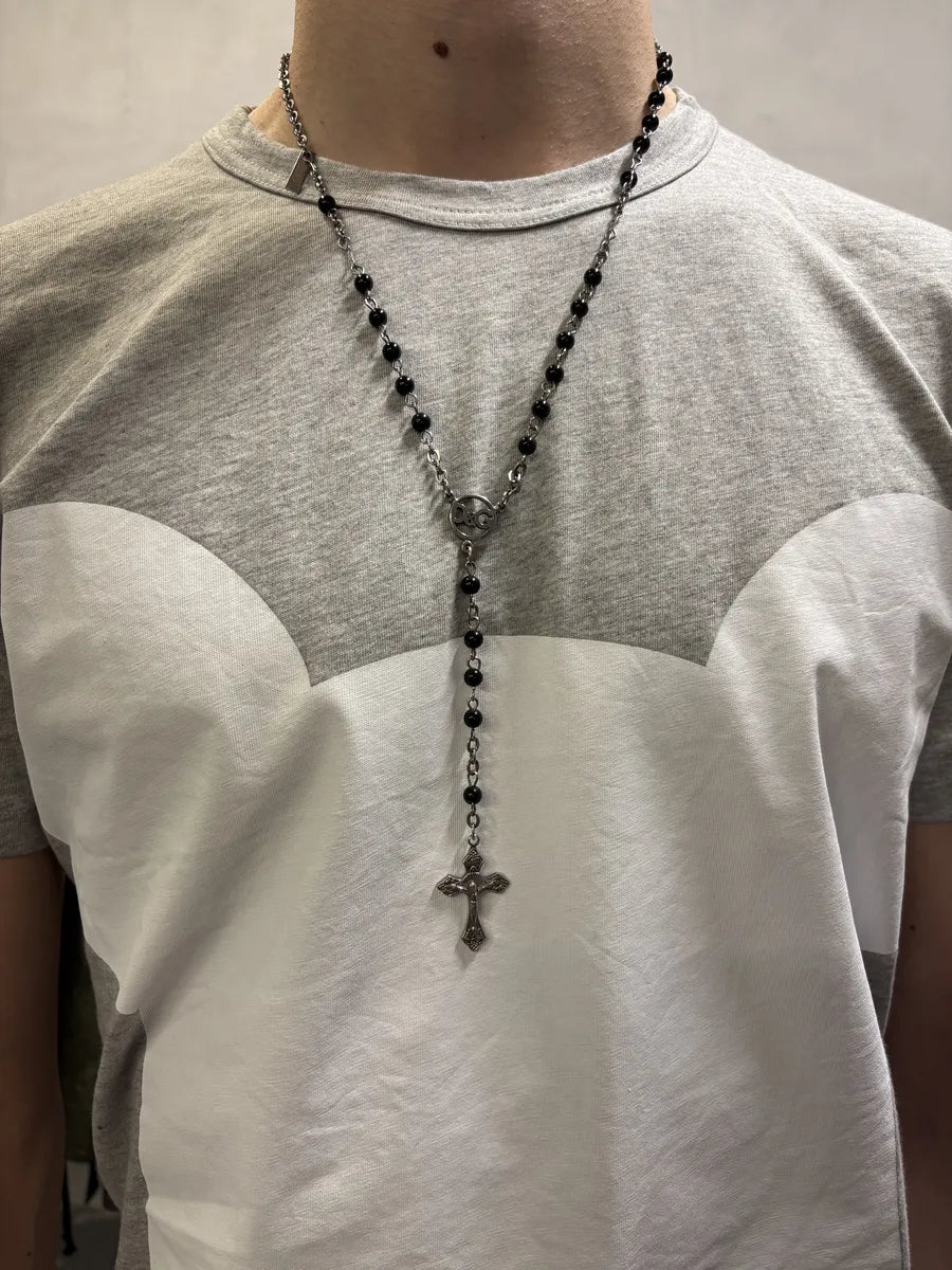 2000s Dolce & Gabbana Grey Black Pearl Rosary Necklace (OS) iYnEfbc 1