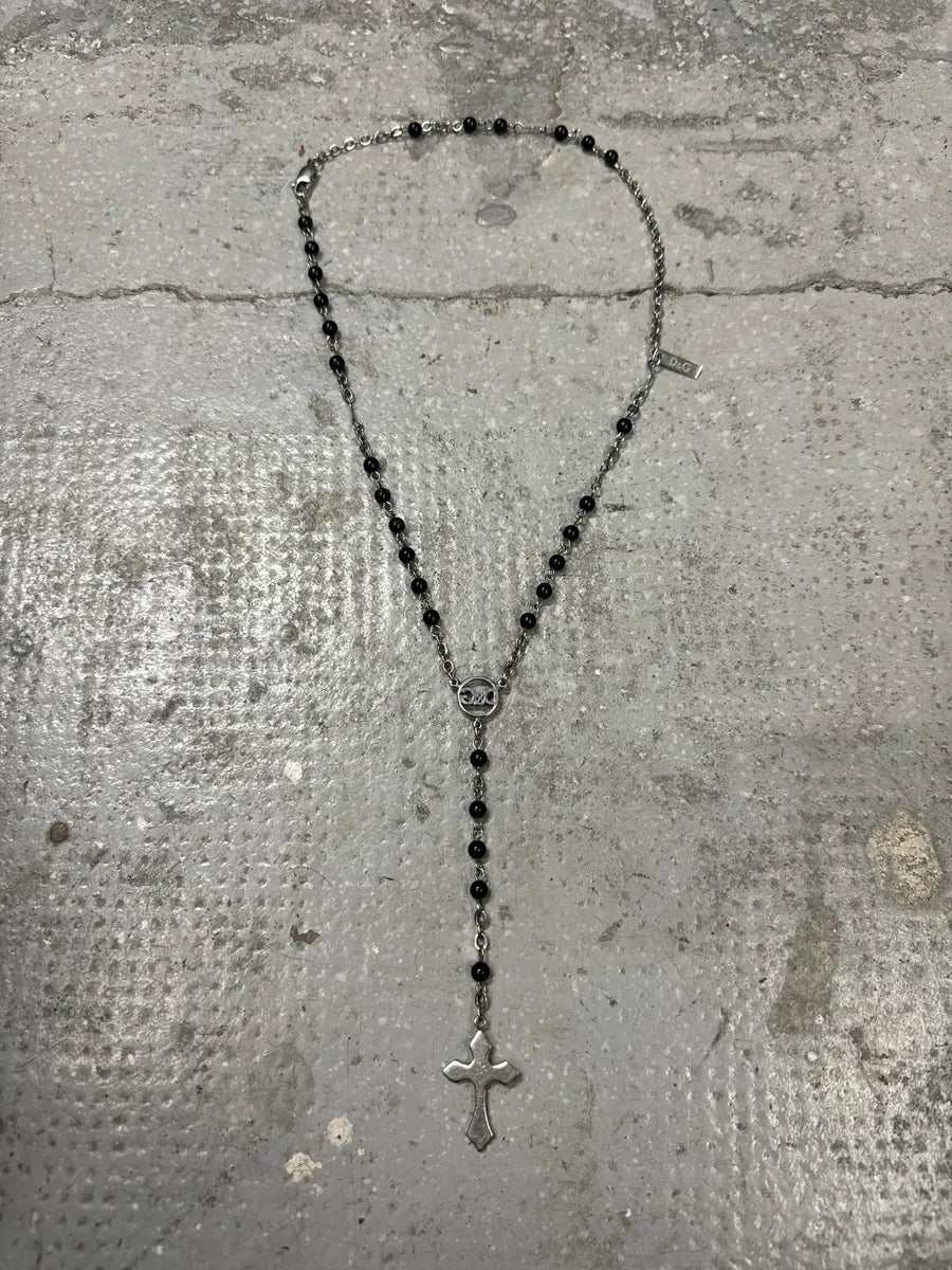 2000s Dolce & Gabbana Grey Black Pearl Rosary Necklace (OS) iYnEfbc 2