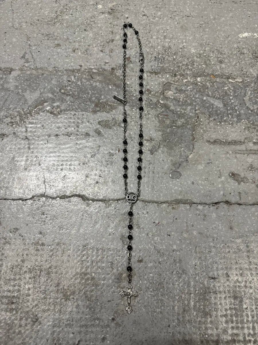2000s Dolce & Gabbana Grey Black Pearl Rosary Necklace (OS) iYnEfbc 3