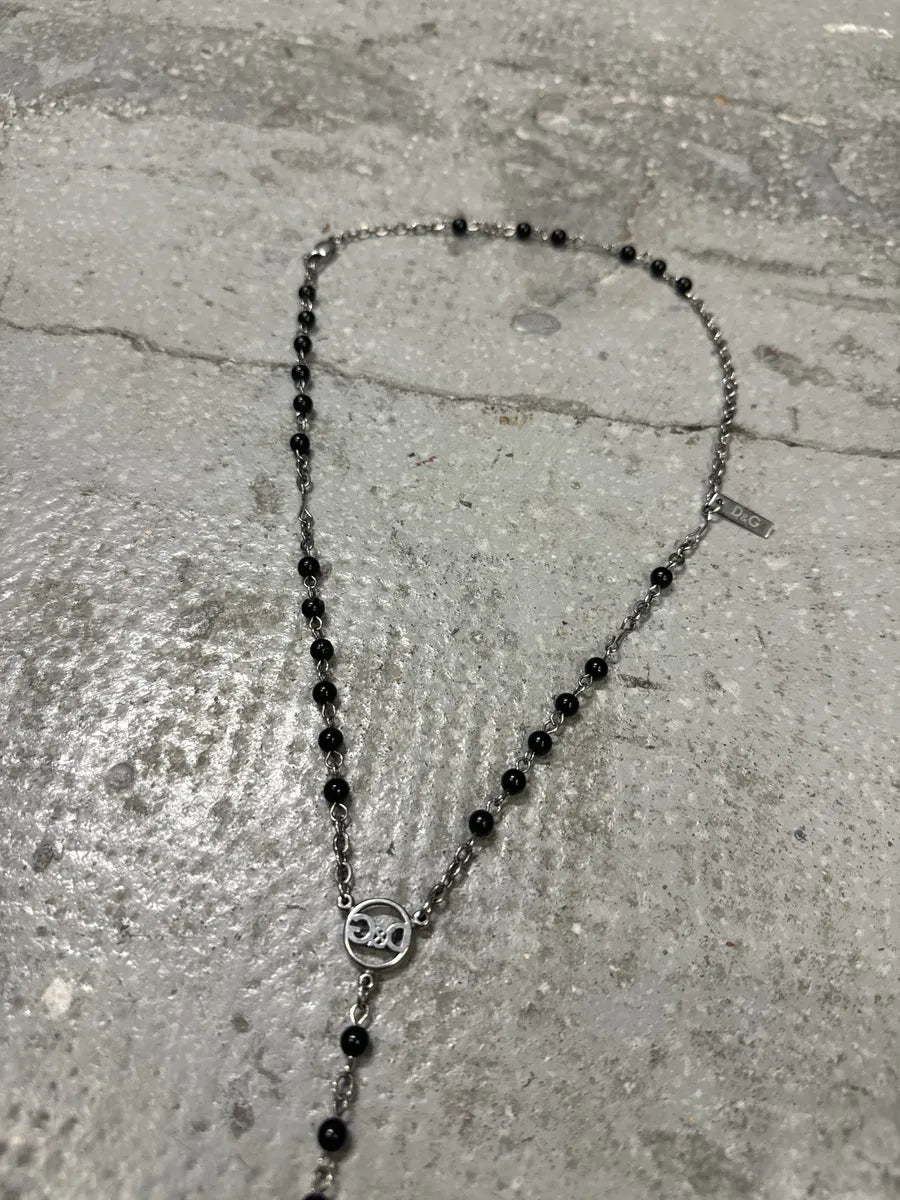 2000s Dolce & Gabbana Grey Black Pearl Rosary Necklace (OS) iYnEfbc 4