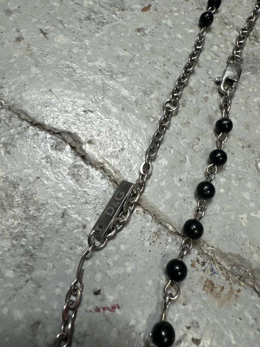 2000s Dolce & Gabbana Grey Black Pearl Rosary Necklace (OS) iYnEfbc 5
