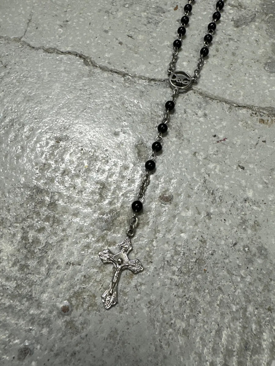 2000s Dolce & Gabbana Grey Black Pearl Rosary Necklace (OS) iYnEfbc 6