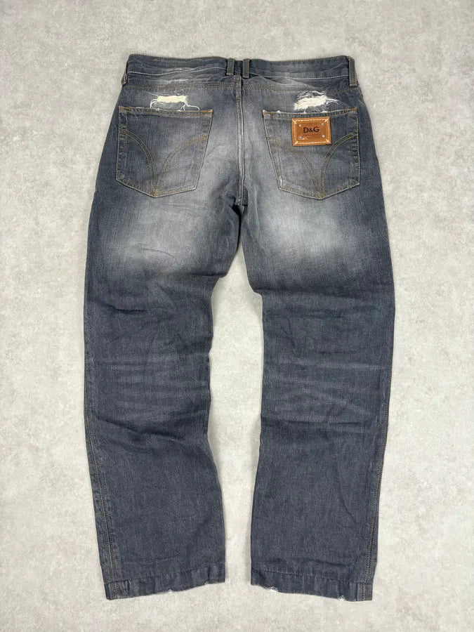 2000s Dolce & Gabbana Grey Bootcut Jeans Denim Leather Patch  CasglgA 5