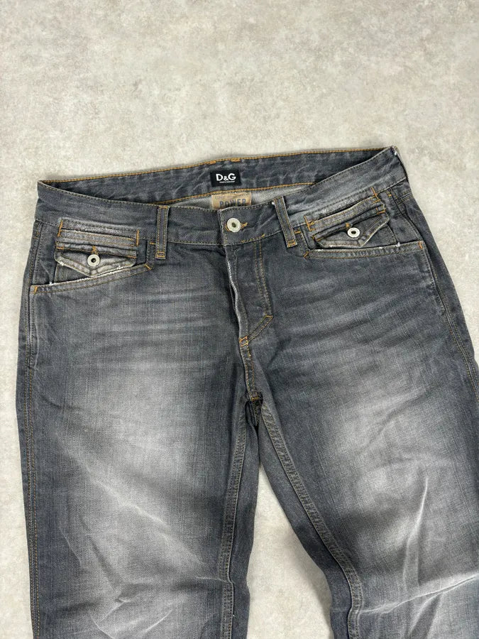 2000s Dolce & Gabbana Grey Bootcut Jeans Denim Leather Patch  CasglgA 4