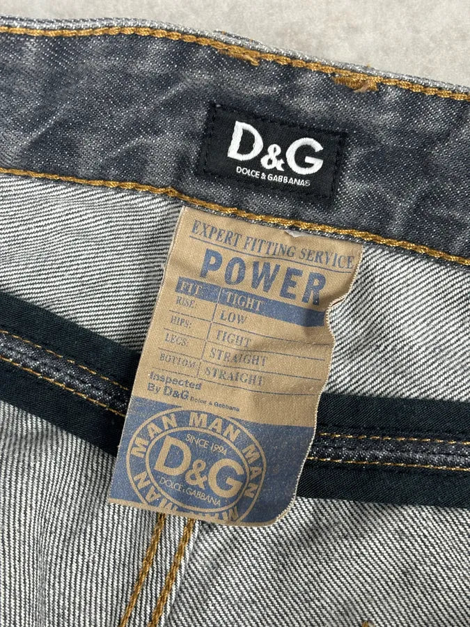 2000s Dolce & Gabbana Grey Bootcut Jeans Denim Leather Patch  CasglgA 10