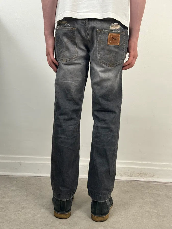 2000s Dolce & Gabbana Grey Bootcut Jeans Denim Leather Patch  CasglgA 3