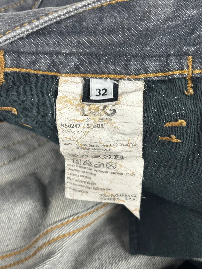 2000s Dolce & Gabbana Grey Bootcut Jeans Denim Leather Patch  CasglgA 11