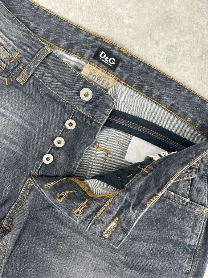 2000s Dolce & Gabbana Grey Bootcut Jeans Denim Leather Patch  CasglgA 8