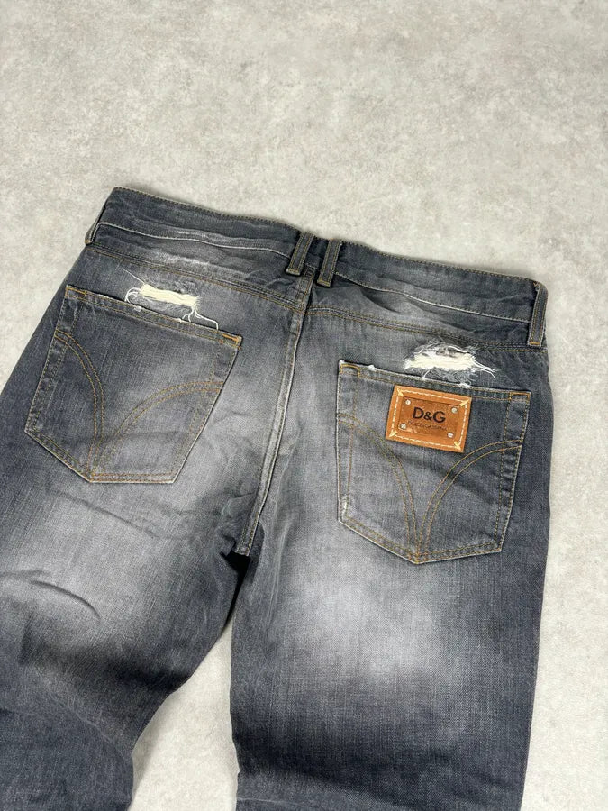 2000s Dolce & Gabbana Grey Bootcut Jeans Denim Leather Patch  CasglgA 6