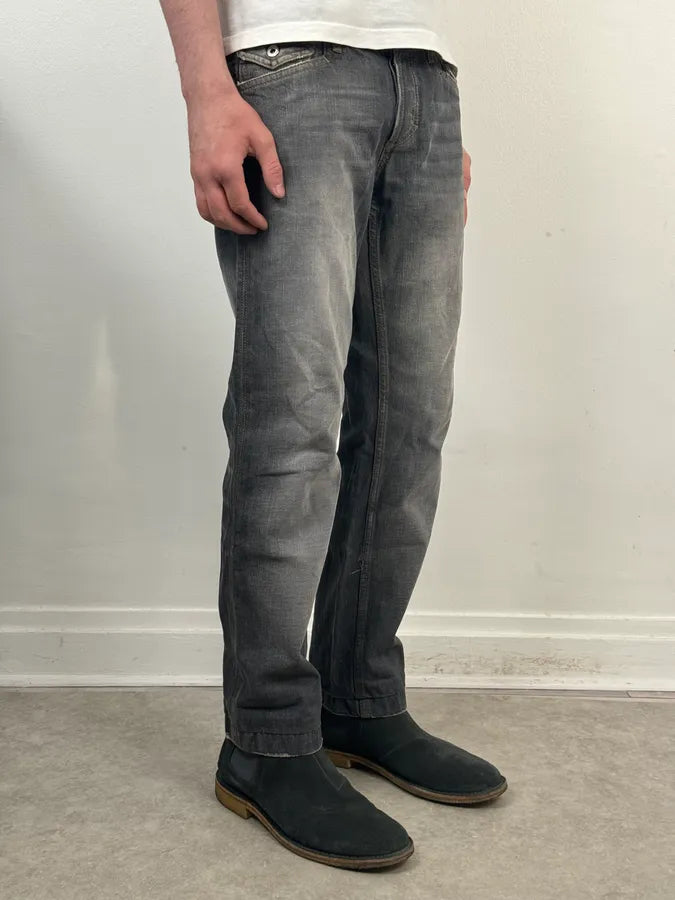 2000s Dolce & Gabbana Grey Bootcut Jeans Denim Leather Patch  CasglgA 2