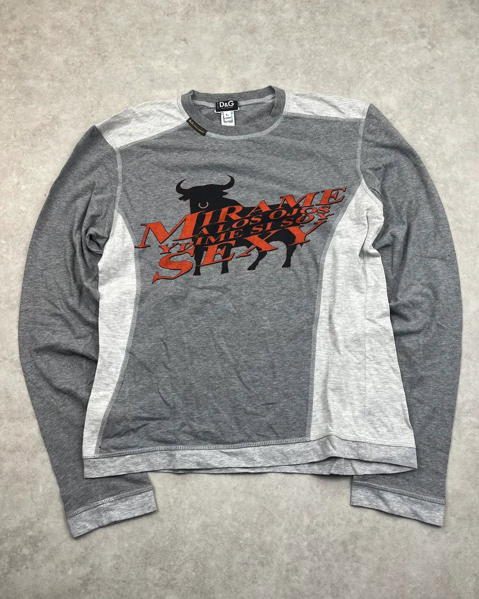 AW2004 Dolce & Gabbana Grey Sexy Bull Longsleeve mcgUjIk 3