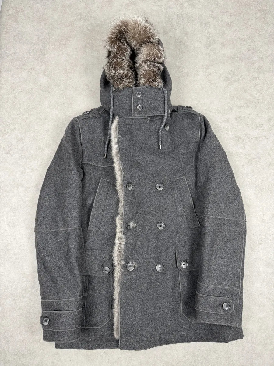 2000s Dolce & Gabbana Grey Caban Rabbit Fur Coat yqHkBhj 1