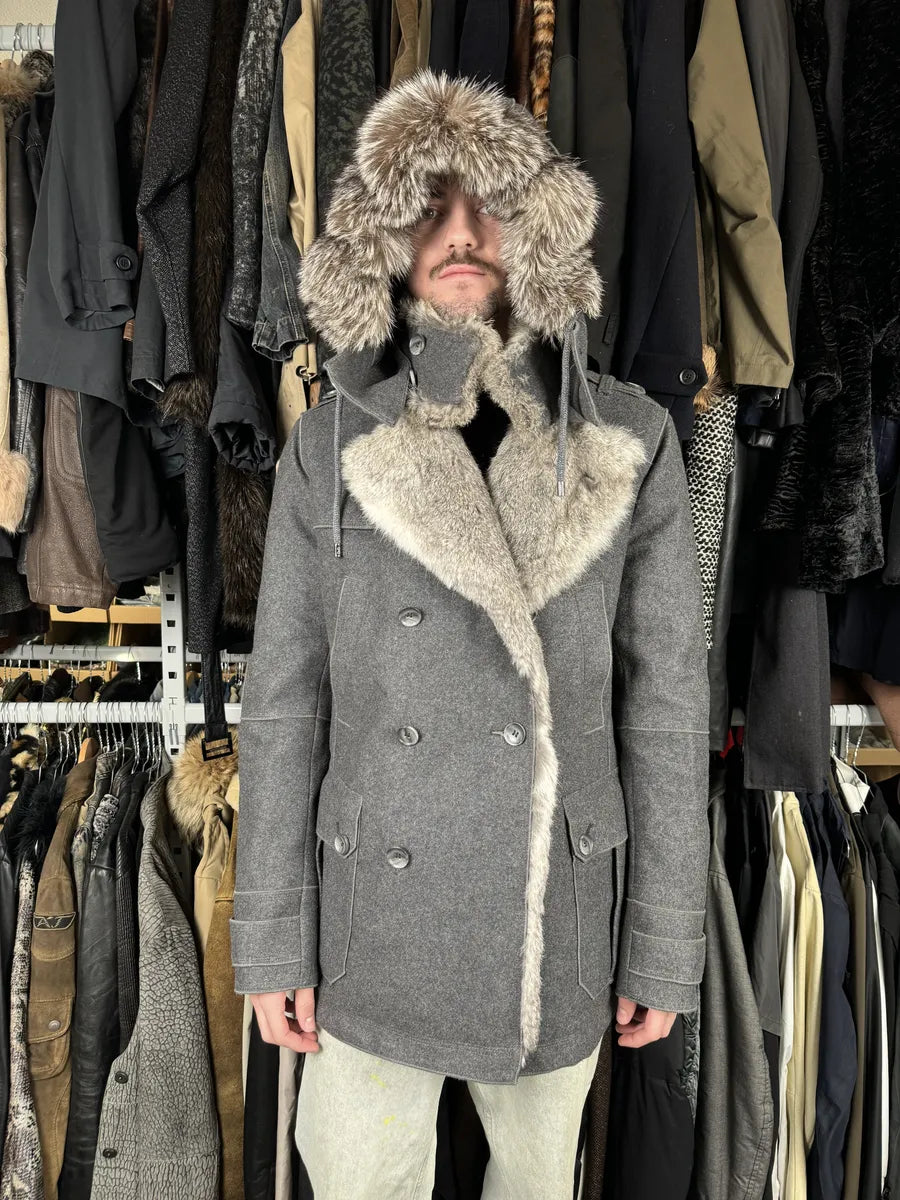 2000s Dolce & Gabbana Grey Caban Rabbit Fur Coat yqHkBhj 3