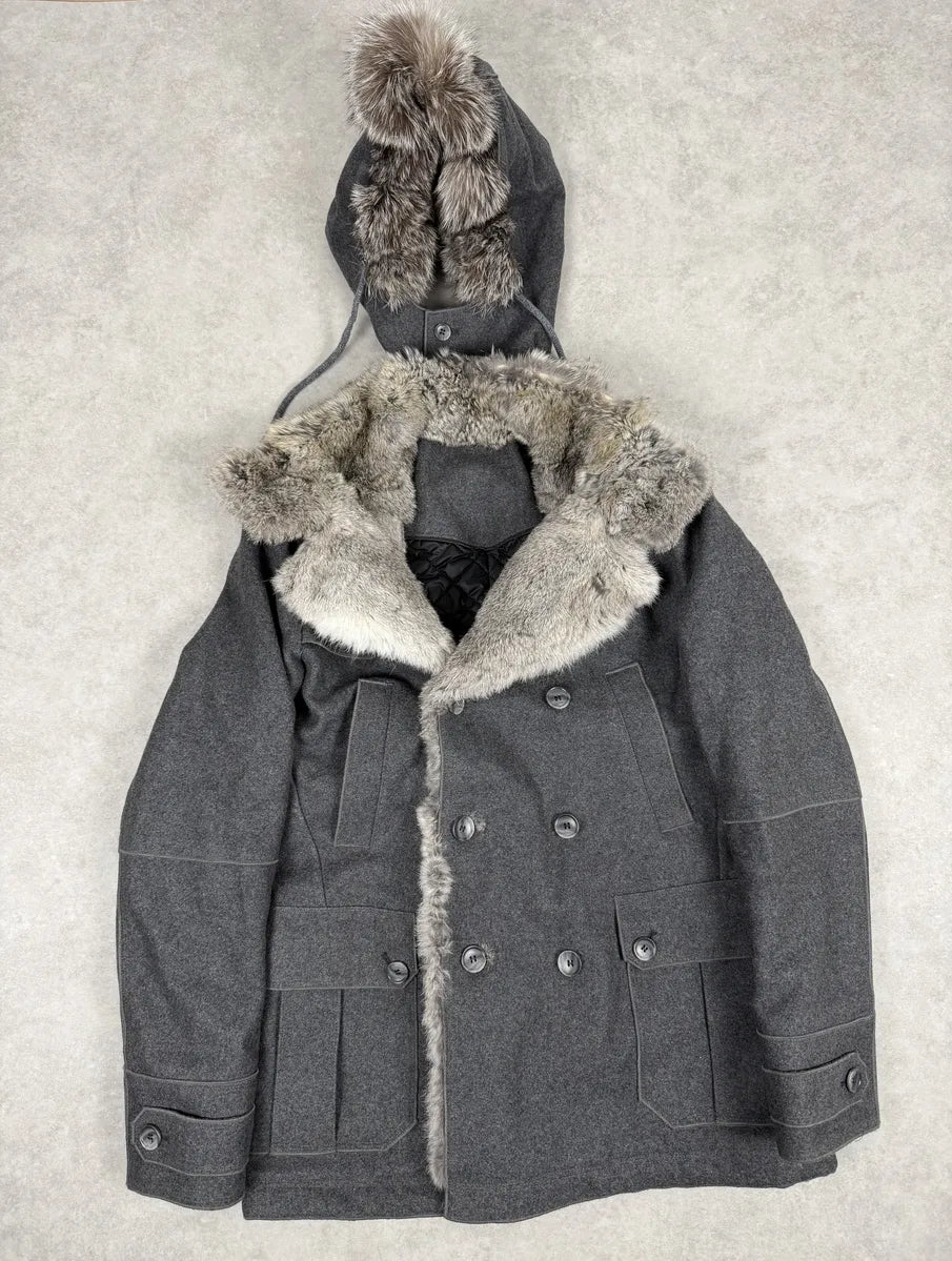 2000s Dolce & Gabbana Grey Caban Rabbit Fur Coat yqHkBhj 5