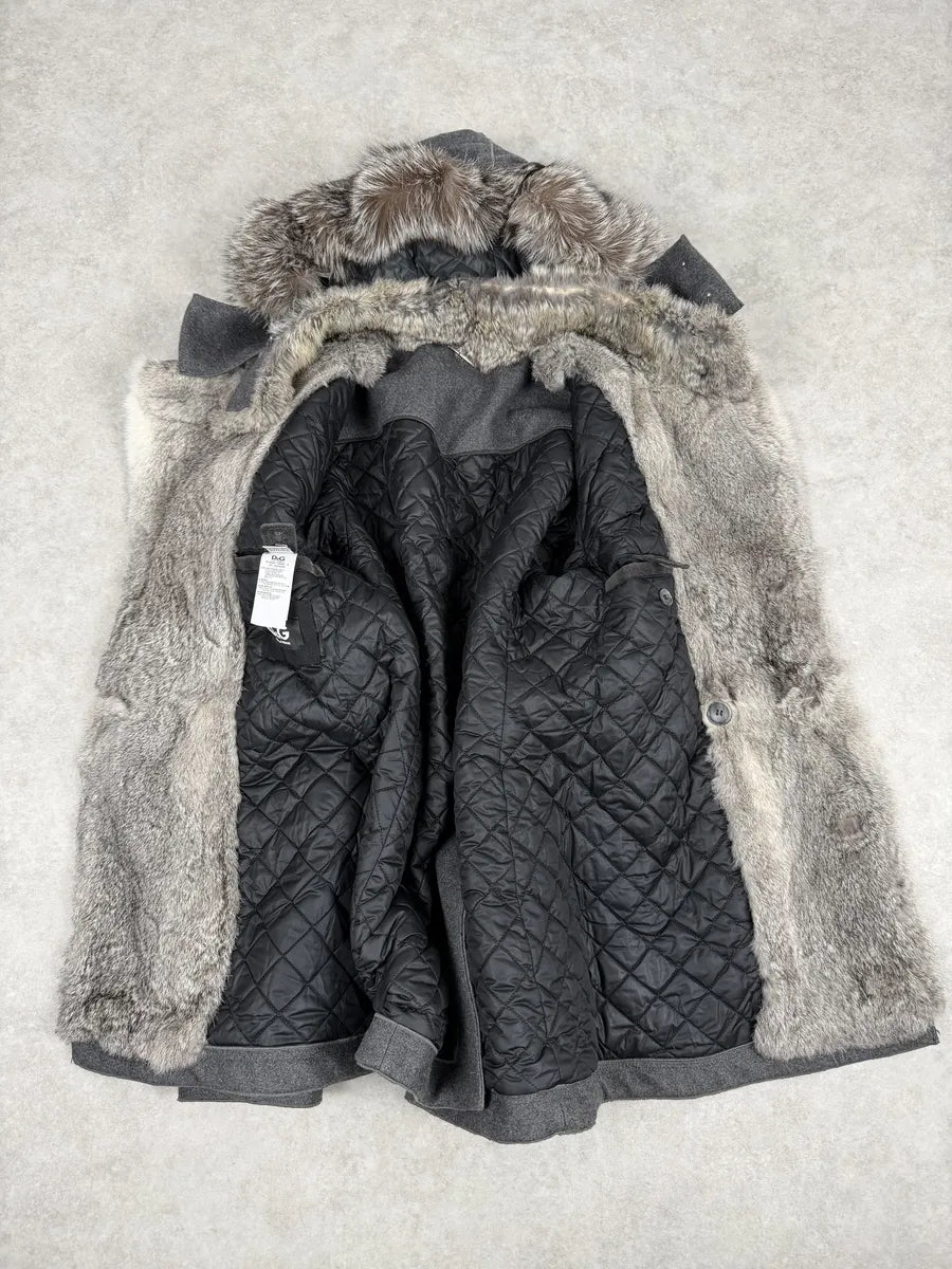 2000s Dolce & Gabbana Grey Caban Rabbit Fur Coat yqHkBhj 6
