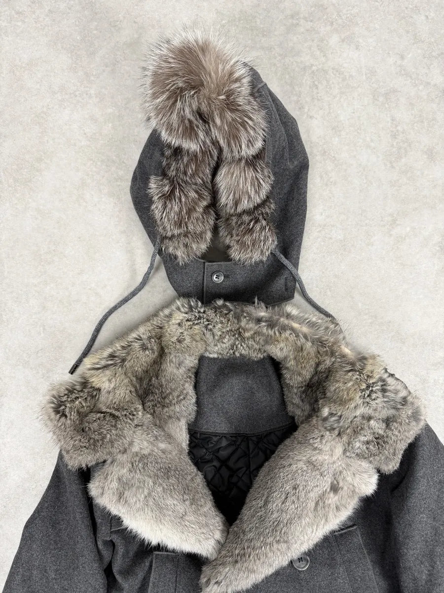 2000s Dolce & Gabbana Grey Caban Rabbit Fur Coat yqHkBhj 8