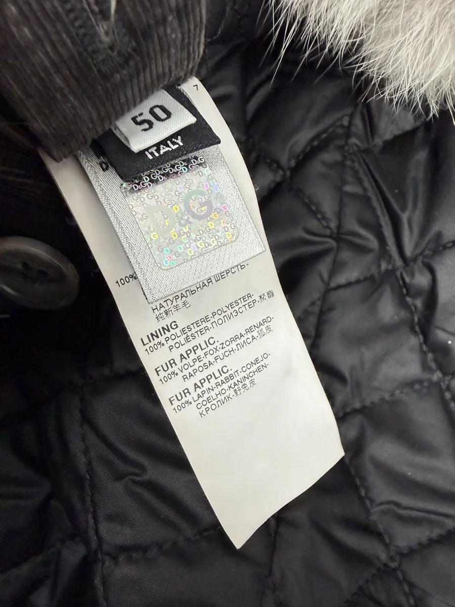 2000s Dolce & Gabbana Grey Caban Rabbit Fur Coat yqHkBhj 9