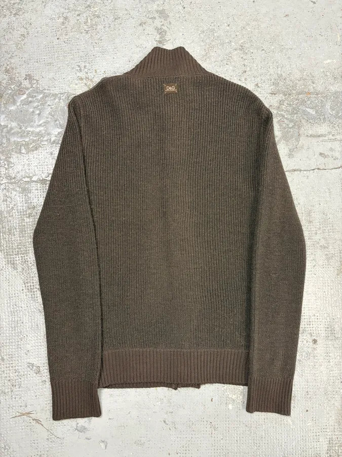 2000s Dolce & Gabbana Grey & Brown Cardigan Sweater kJuQfqt 5