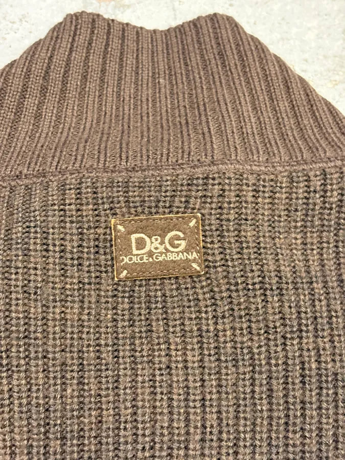 2000s Dolce & Gabbana Grey & Brown Cardigan Sweater kJuQfqt 8
