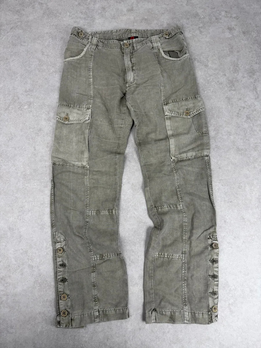 2000s Dolce & Gabbana Grey Cargo Linen Pants QmpahqG 0