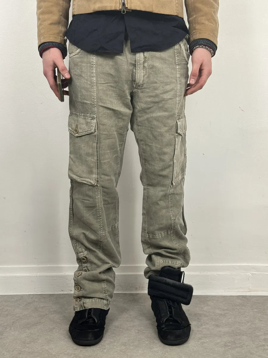 2000s Dolce & Gabbana Grey Cargo Linen Pants QmpahqG 1