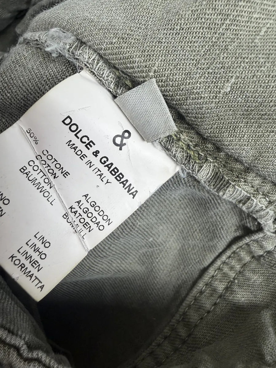 2000s Dolce & Gabbana Grey Cargo Linen Pants QmpahqG 10