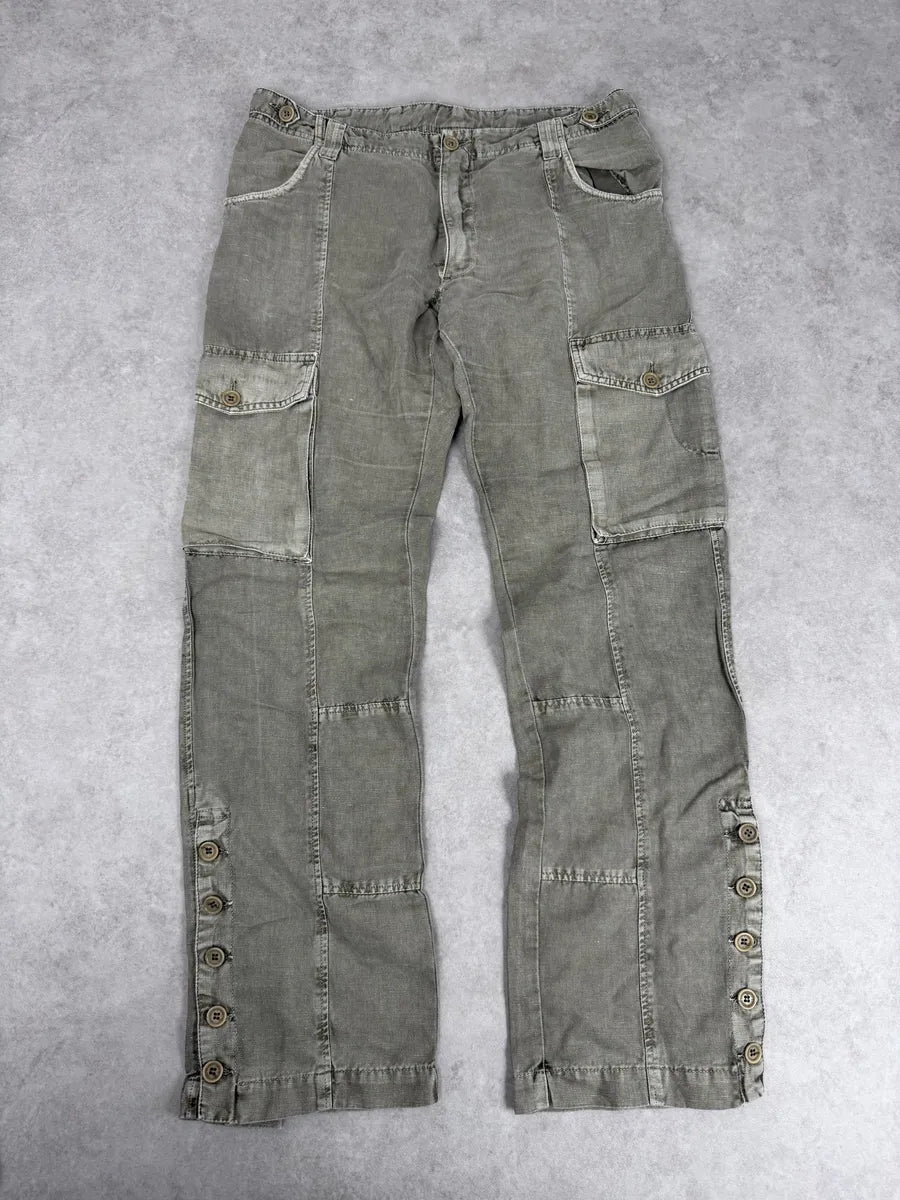 2000s Dolce & Gabbana Grey Cargo Linen Pants QmpahqG 5