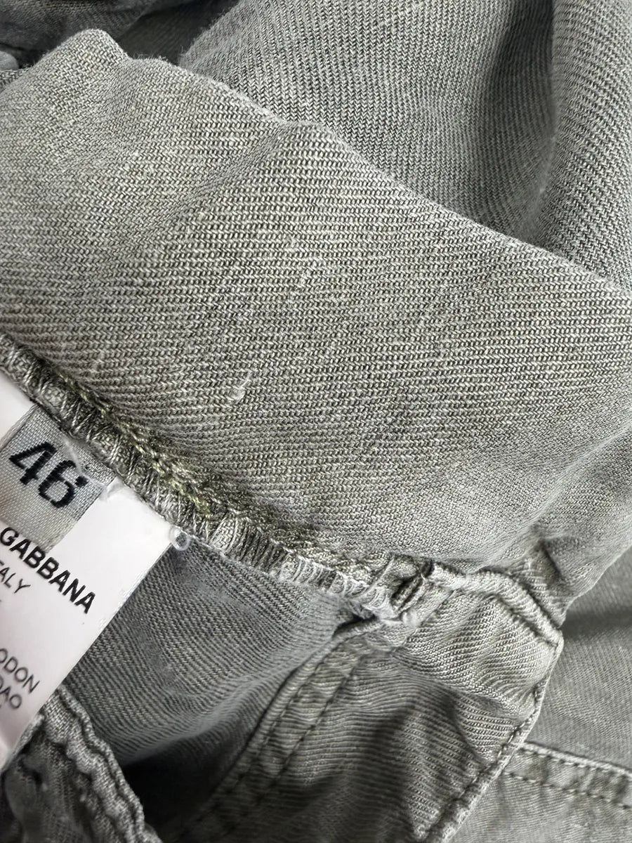 2000s Dolce & Gabbana Grey Cargo Linen Pants QmpahqG 9