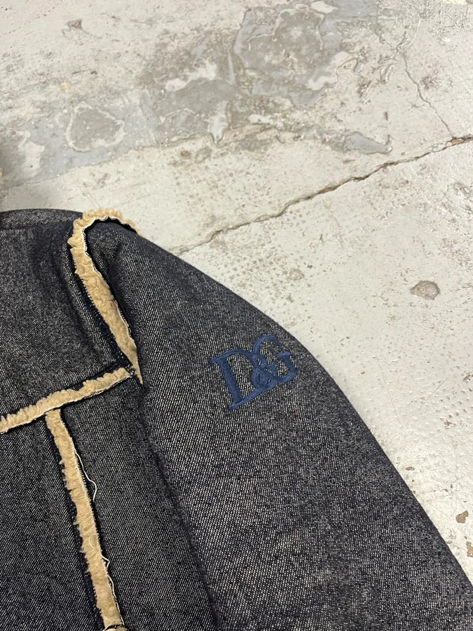 2000s Dolce & Gabbana Grey Charcoal Denim & Sherman Hooded Jacket kGahyvS 4