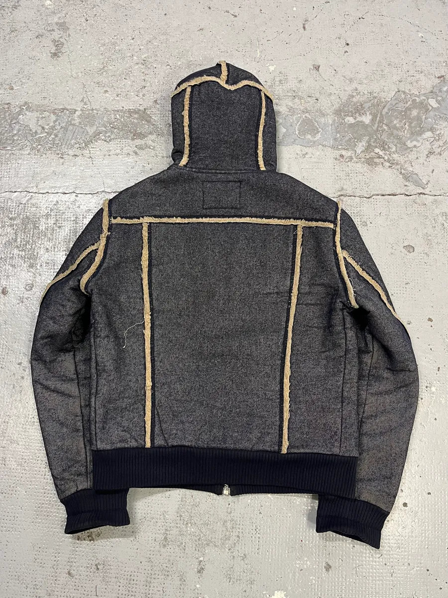 2000s Dolce & Gabbana Grey Charcoal Denim & Sherman Hooded Jacket kGahyvS 6