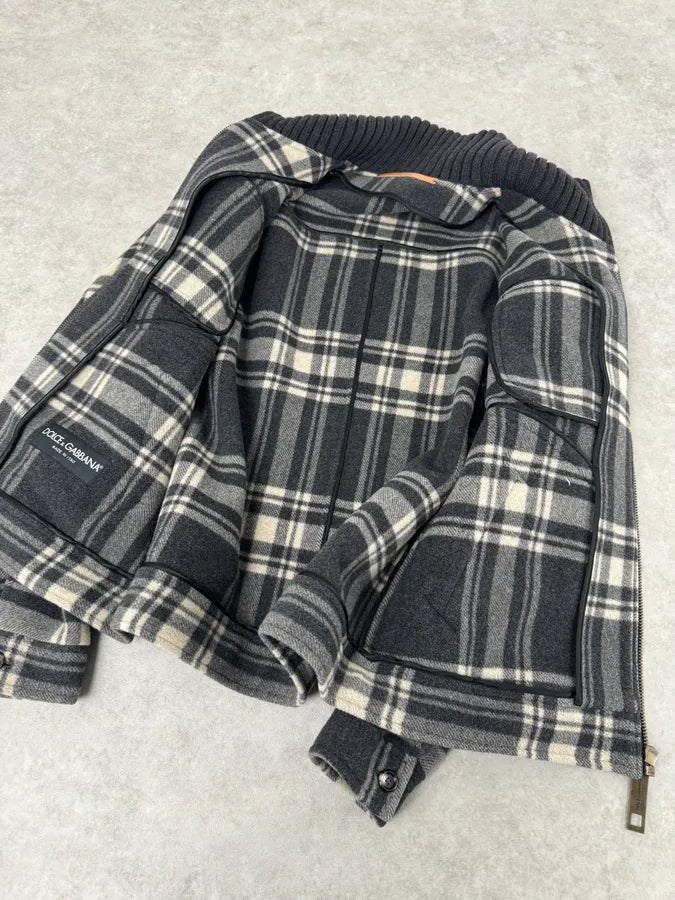 2000s Dolce & Gabbana Grey Checkered Wool Jacket XSEryKq 5