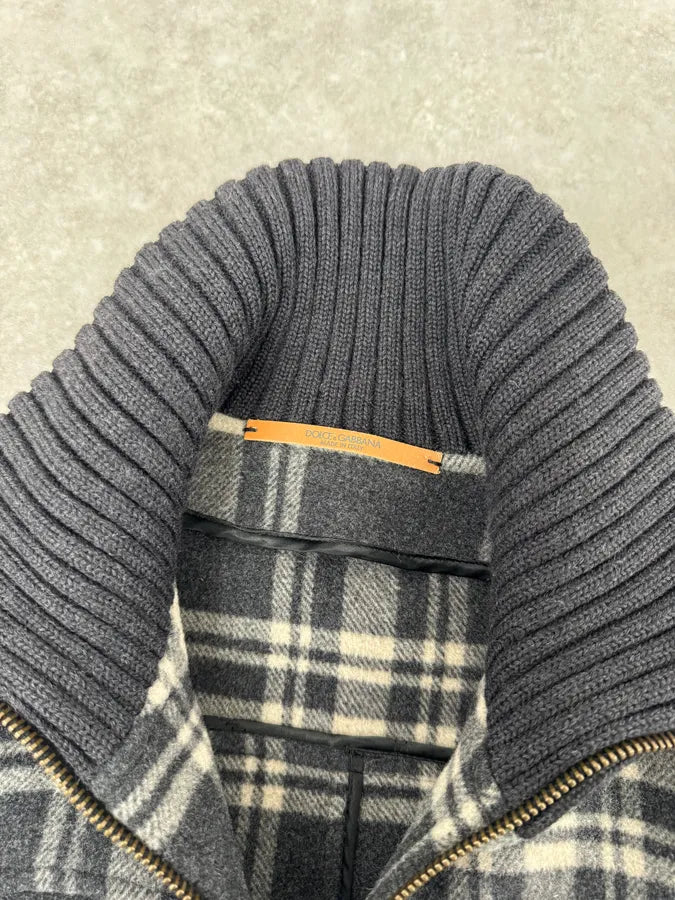 2000s Dolce & Gabbana Grey Checkered Wool Jacket XSEryKq 6