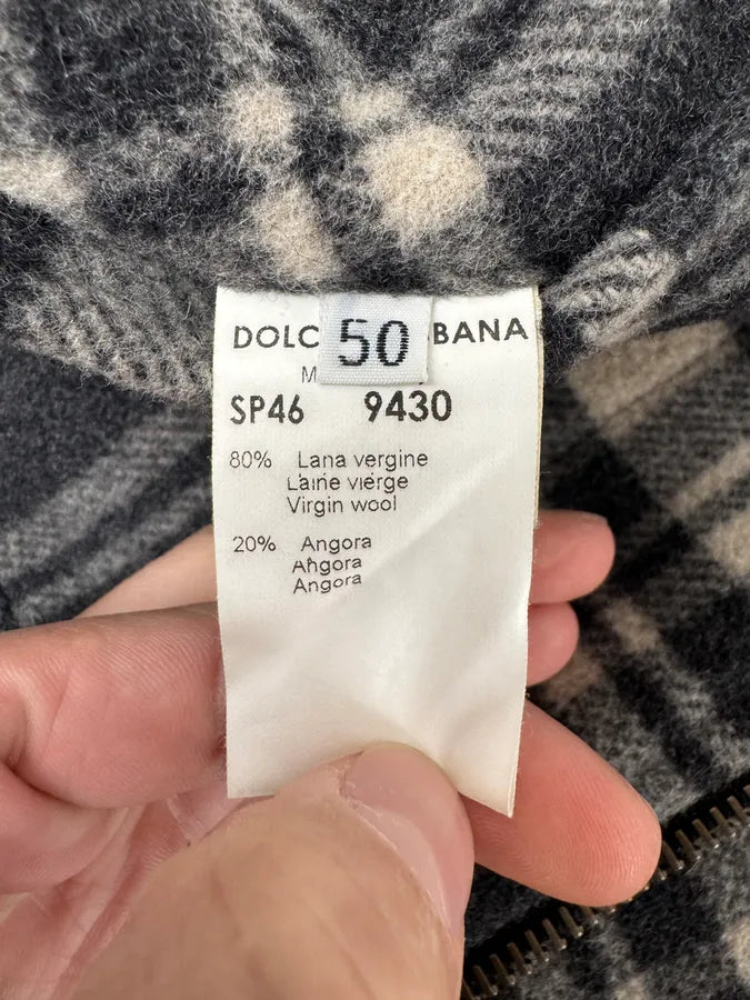 2000s Dolce & Gabbana Grey Checkered Wool Jacket XSEryKq 8